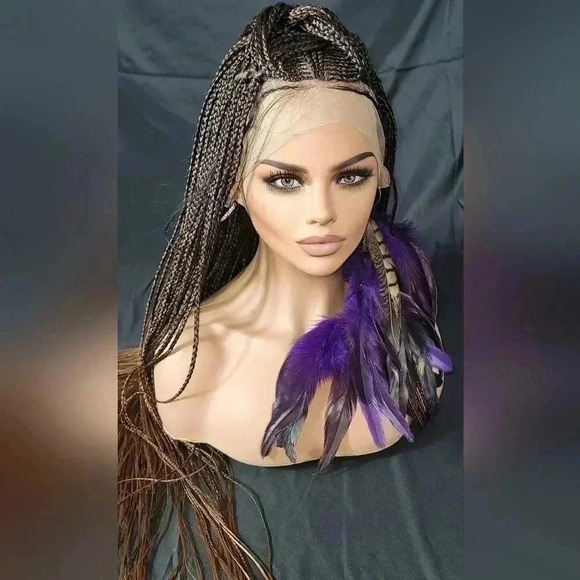 🔥100% Handmade Braided Wig  26” Auburn Ombre, Full Frontal 13x6, Straps & Combs - Picture 13 of 15